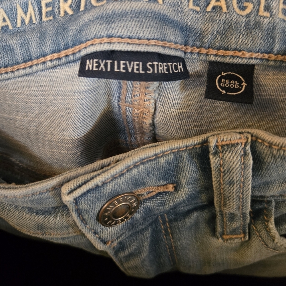 American Eagle Light Blue Denim Jeans high rise skinny jegging size 00 short - Picture 5 of 8